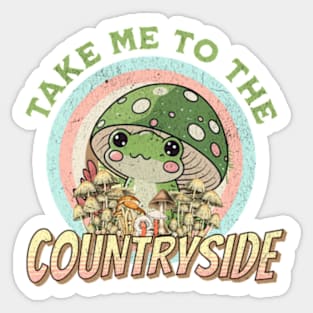 Countryside Cottagecore Mushroom Frog Sticker